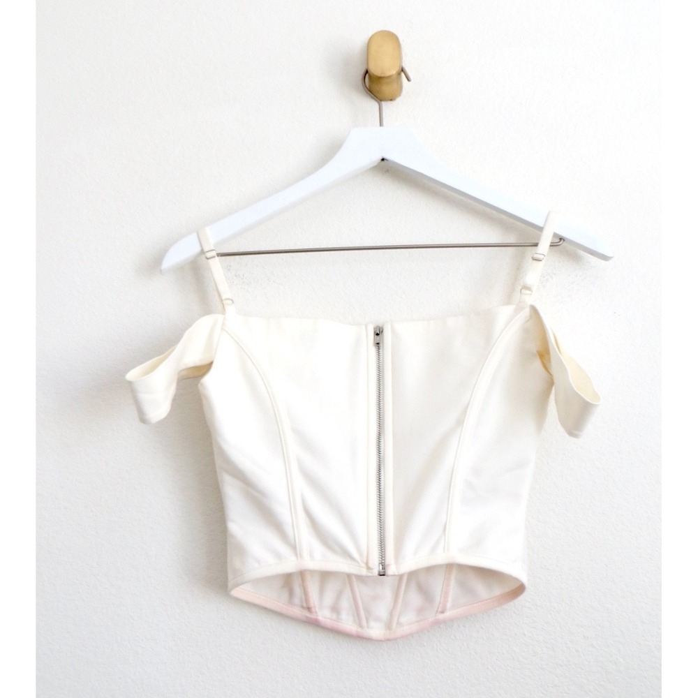 I.AM.GIA Bridget Corset Top Off the Shoulder Straps Cream Ivory SZ XS - Picture 10 of 13